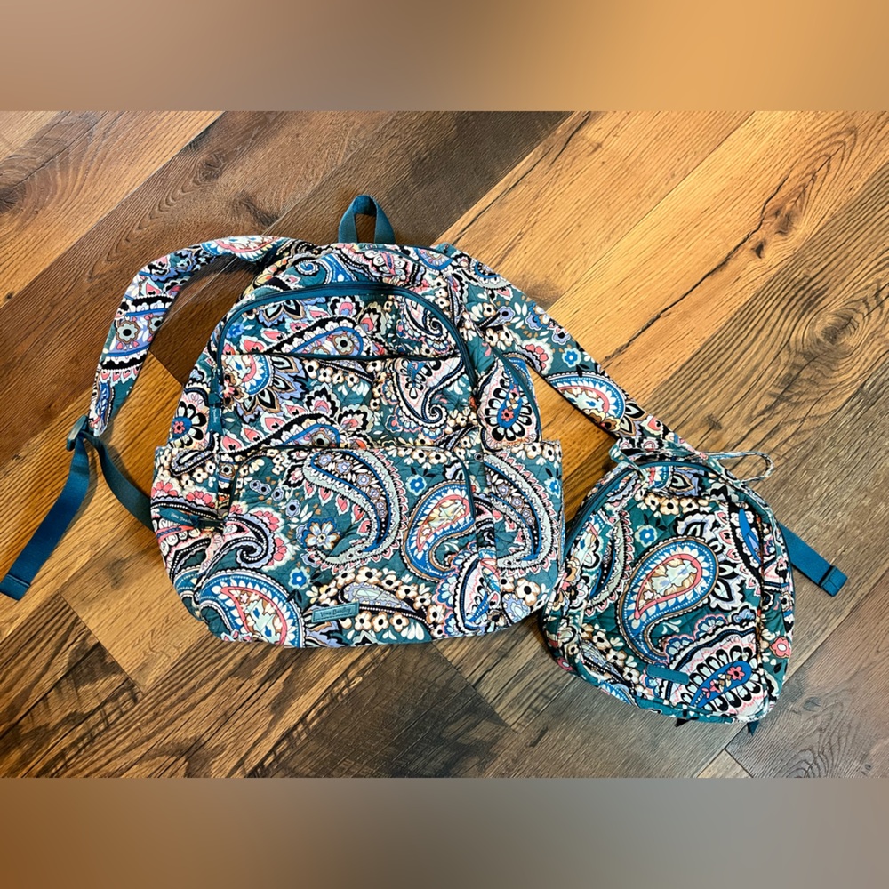 Vera Bradley Teal and Paisley Backpack & Lunch Box